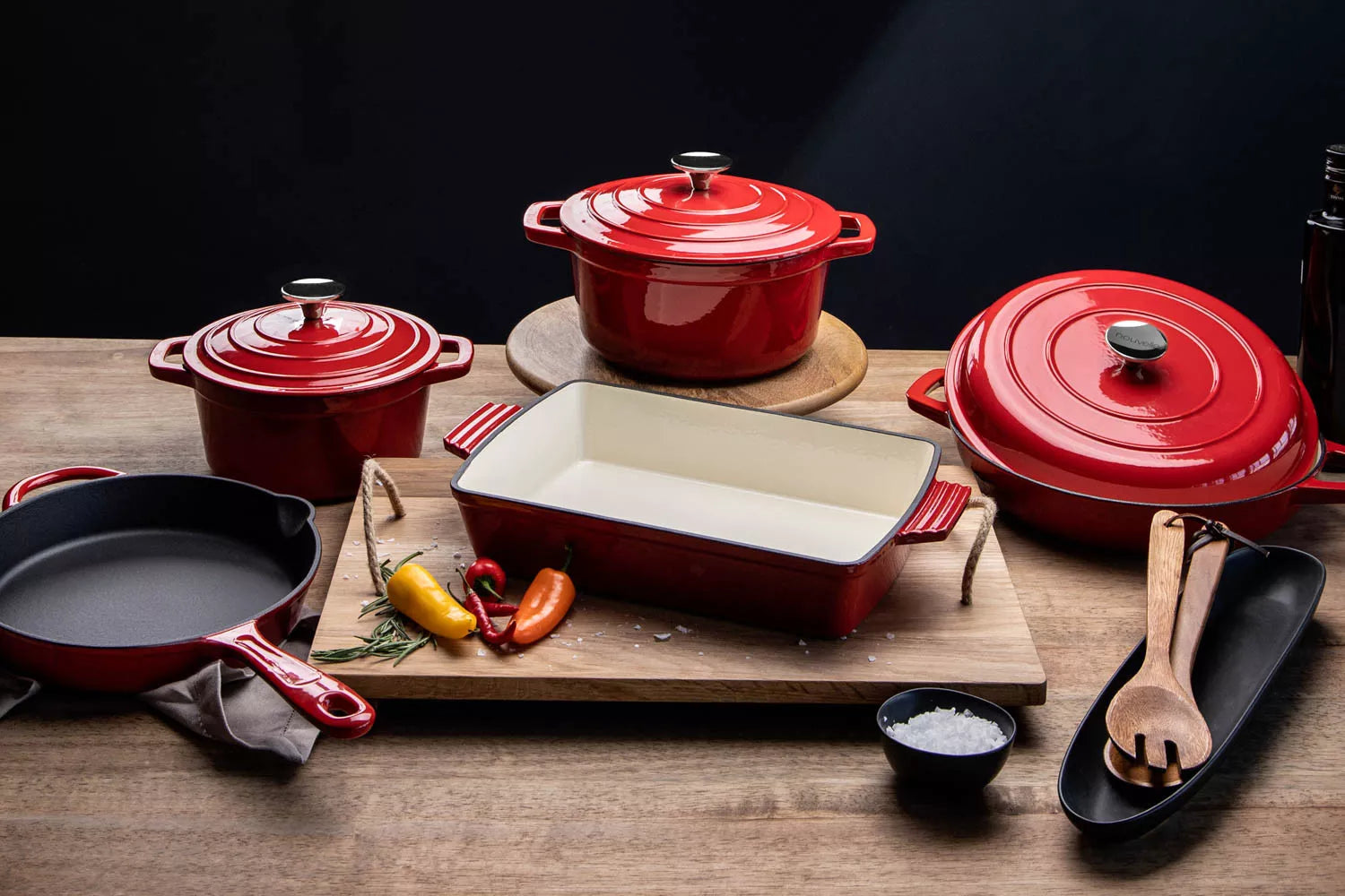 Coated Cast Iron Cookware Set