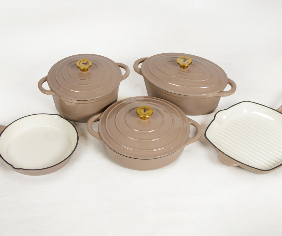 LMA Dutch-119 Non-Stick Coated Cast Iron Cookware Set  (7 - Piece)