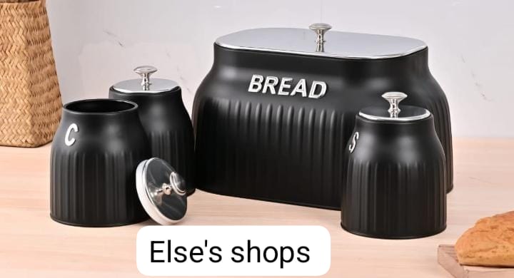 Trocloh 4 Piece Single Loaf Bread Bin & Tea Coffee & Sugar Canister Set