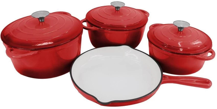 LMA Dutch-119 Non-Stick Coated Cast Iron Cookware Set  (7 - Piece)